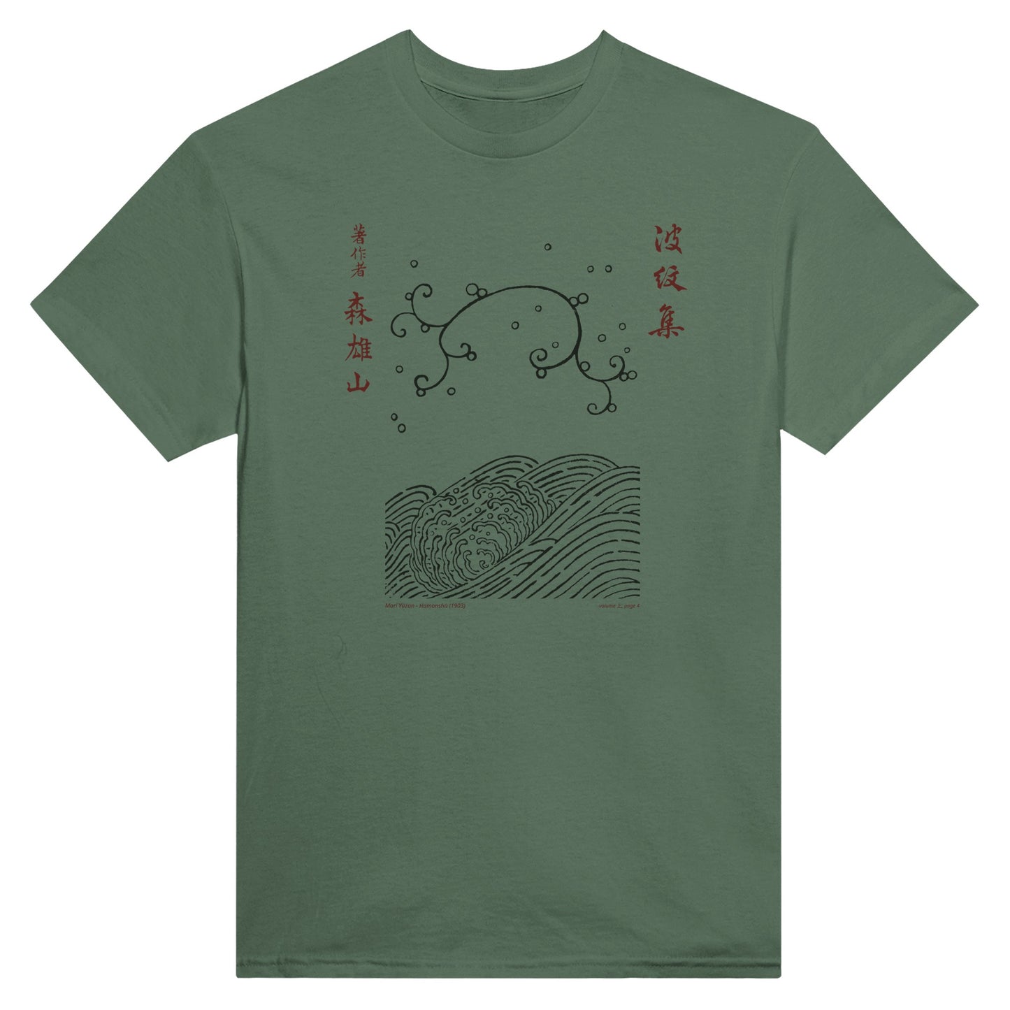 T-shirt motif N°5 Hamonshū dernier volume (下), par Mori Yūzan (1903) - Couleur Vert trellis