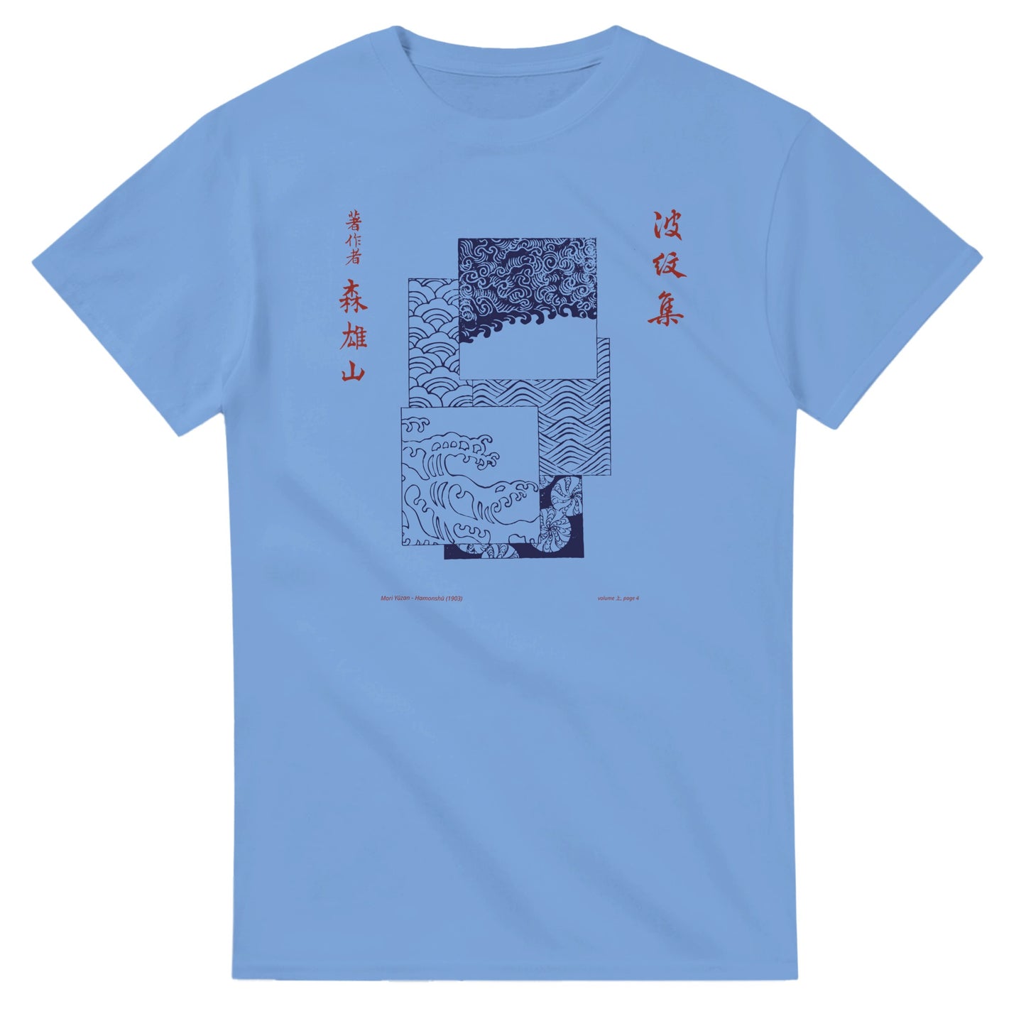 T-shirt motif N°51 Hamonshū volume intermédiaire (中), par Mori Yūzan (1903) - Couleur Bleu ciel