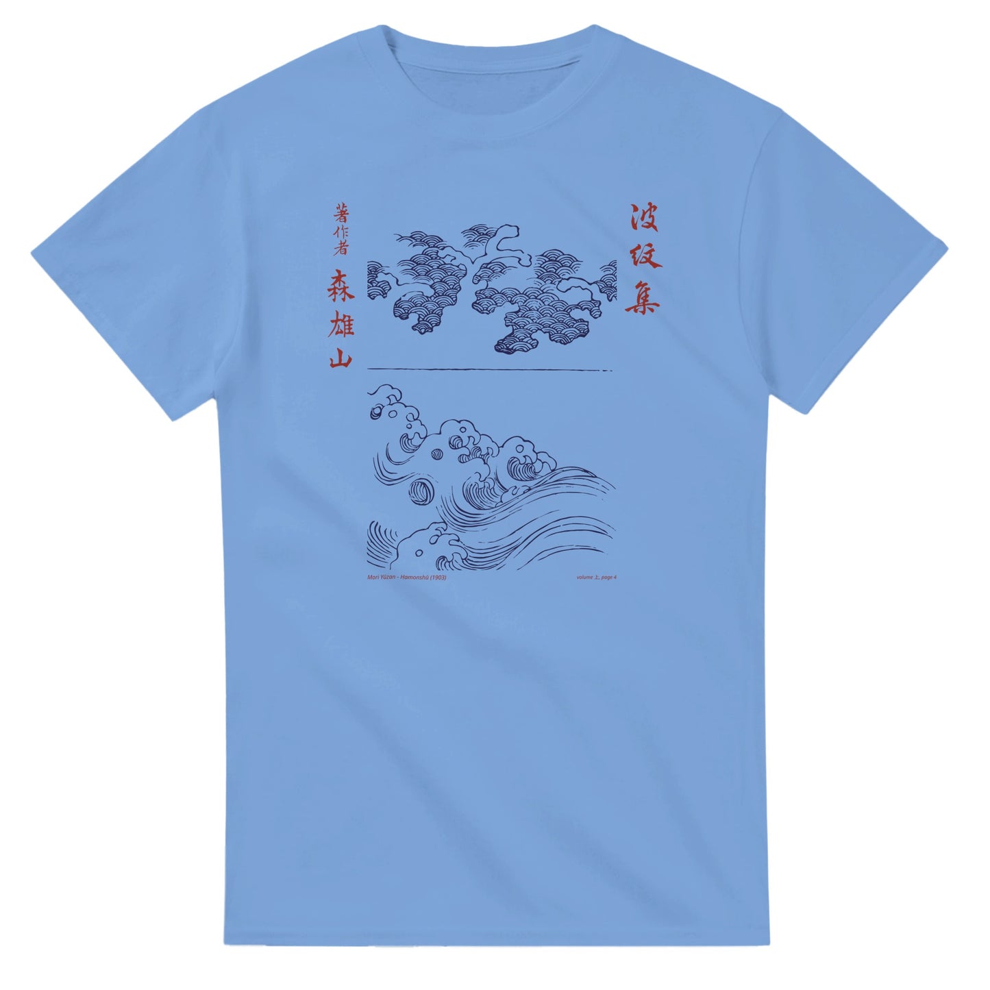 T-shirt motif N°6 Hamonshū premier volume (上), par Mori Yūzan (1903) - Couleur Bleu ciel
