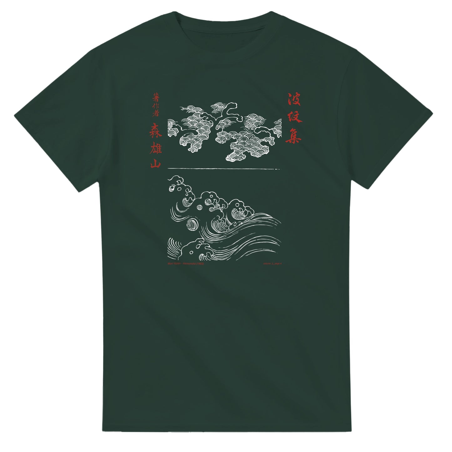 T-shirt motif N°6 Hamonshū premier volume (上), par Mori Yūzan (1903) - Couleur Vert forêt