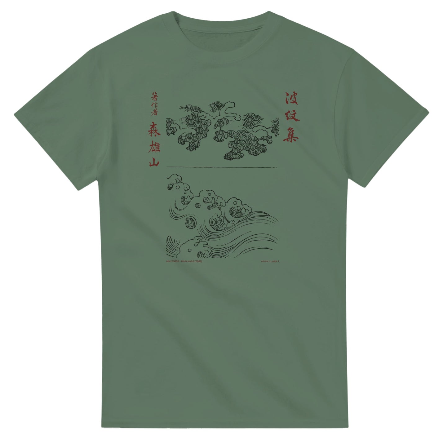 T-shirt motif N°6 Hamonshū premier volume (上), par Mori Yūzan (1903) - Couleur Vert trellis