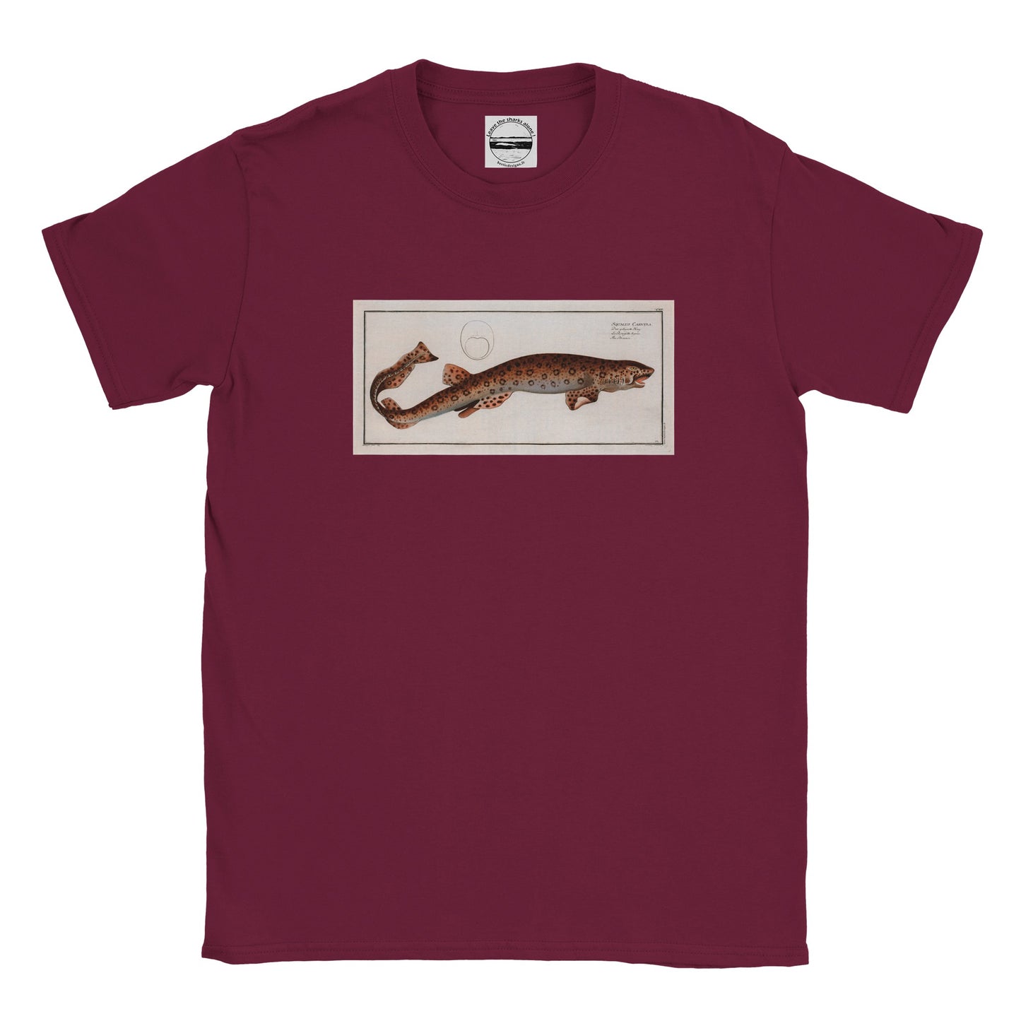 T-Shirt Requin «La Roussette tigrée» - Squalus Canicula - Couleur Bordeaux