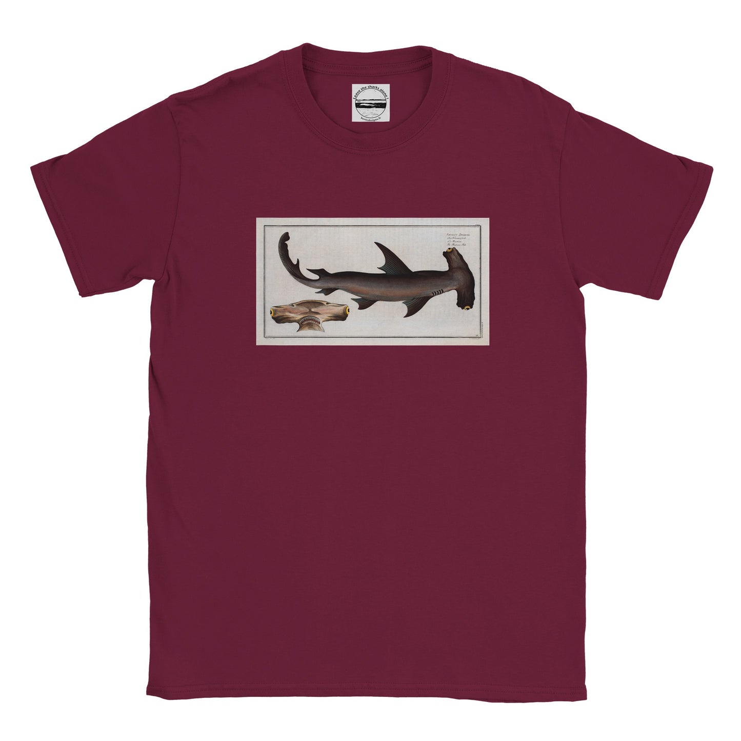 T-Shirt Requin «Le Marteau» - Squalus Zygaena - Couleur Bordeaux