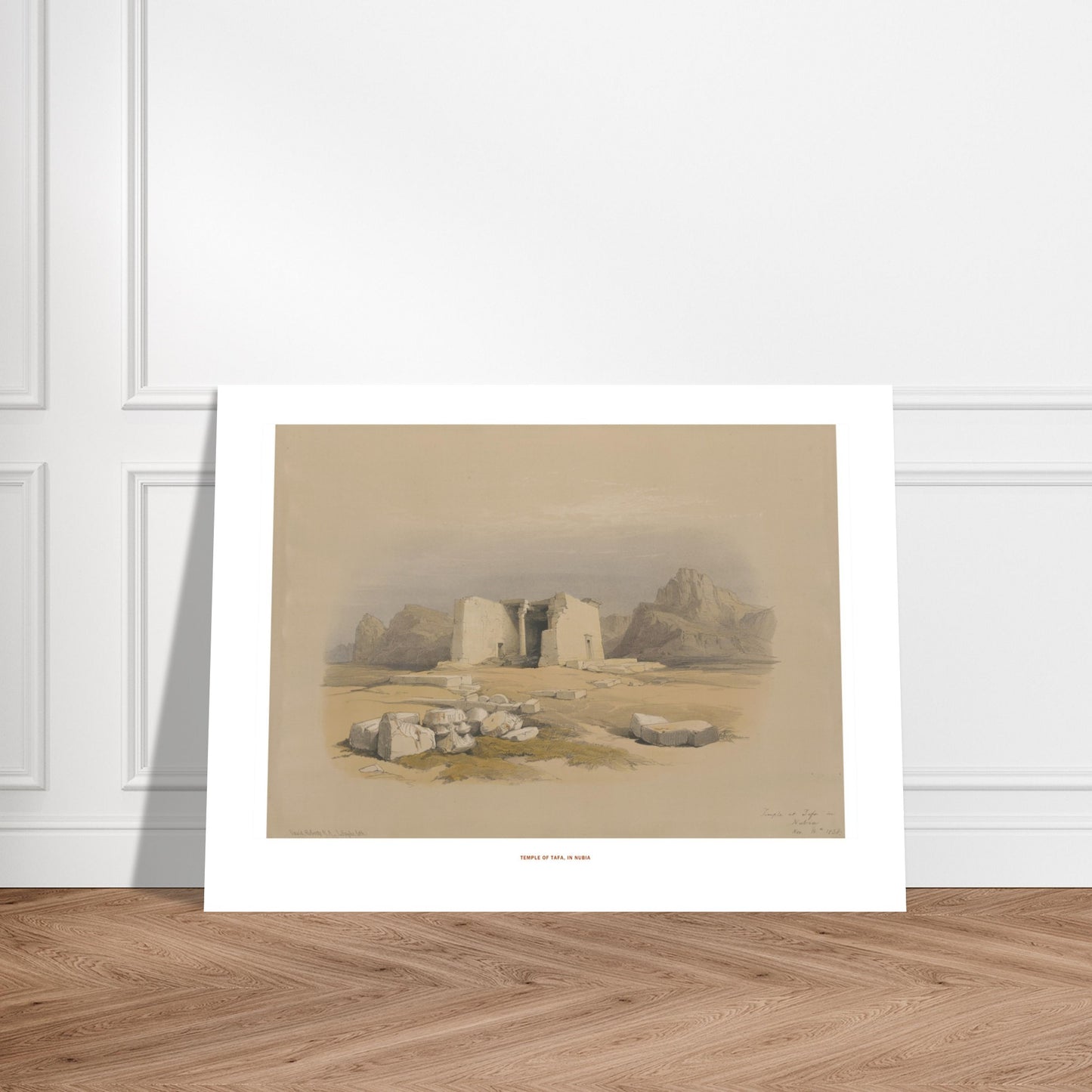 Illustration du Temple de Tafa en Nubie - David Roberts. Lithographie ancienne du temple de Tafa en Nubie, une structure en pierre avec des colonnes et des décombres autour, dans un paysage désertique. Image d'illustration 7