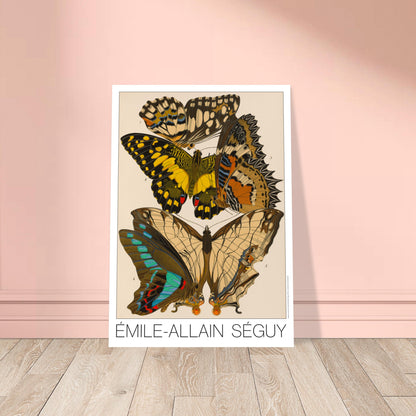 Affiche de motifs décoratifs de papillons par Émile-Allain Séguy. Cette affiche Art Déco présente une composition de motifs de papillons déclinés en plusieurs panneaux décoratifs. Image d'illustration 8