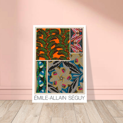 Affiche Papillons décoratifs - Composition N°1, Émile-Allain Séguy. Affiche d'Émile-Allain Séguy, 'Papillons décoratifs - Composition N°1', présentant des motifs de papillons et de feuilles dans des tons vifs de vert, orange, rose, bleu et gris. Image d'illustration 8