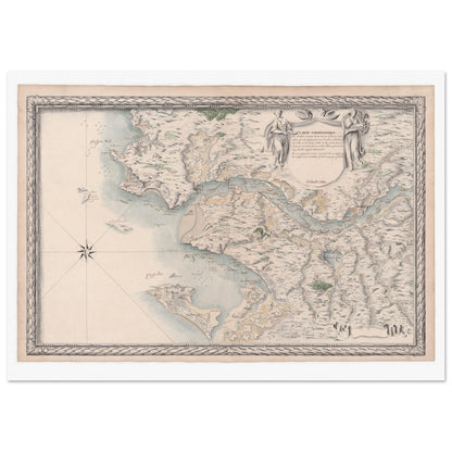 Planche ancienne : Carte du cours de la Loire, des entrées à Clermont. Carte topographique ancienne montrant les entrées et le cours de la rivière de Loire et de ses affluents jusqu'à Clermont, par Louis-Nicolas de Clerville (1780). Image d'illustration 3