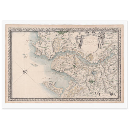 Planche ancienne : Carte du cours de la Loire, des entrées à Clermont. Carte topographique ancienne montrant les entrées et le cours de la rivière de Loire et de ses affluents jusqu'à Clermont, par Louis-Nicolas de Clerville (1780). Image d'illustration 4