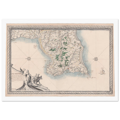 Carte maritime ancienne de Normandie : Vaubigny à Marigny. Carte topographique ancienne des côtes maritimes de Normandie, de Vaubigny à Marigny, avec les rivières et les îles de Pelée, d'Origny et de Saint-Marcouf. Image d'illustration 4