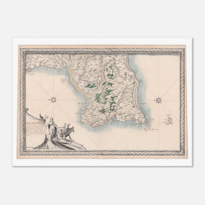 Carte maritime ancienne de Normandie : Vaubigny à Marigny (50x70 cm). Carte topographique ancienne des côtes maritimes de Normandie, de Vaubigny à Marigny, avec les rivières et les îles de Pelée, d'Origny et de Saint-Marcouf.