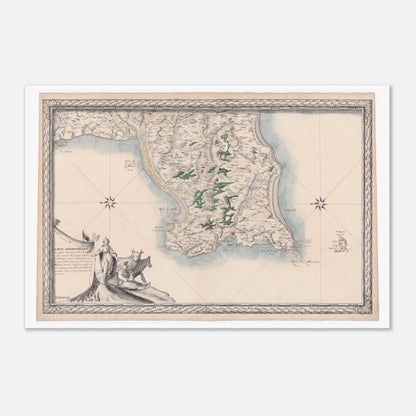 Carte maritime ancienne de Normandie : Vaubigny à Marigny (60x90 cm). Carte topographique ancienne des côtes maritimes de Normandie, de Vaubigny à Marigny, avec les rivières et les îles de Pelée, d'Origny et de Saint-Marcouf.
