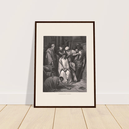 Antiker Stich Die Dornenkrönung von Gustave Doré. Stich von Gustave Dore zur Heiligen Bibel, der die Szene der „Dornenkrönung“ illustriert.