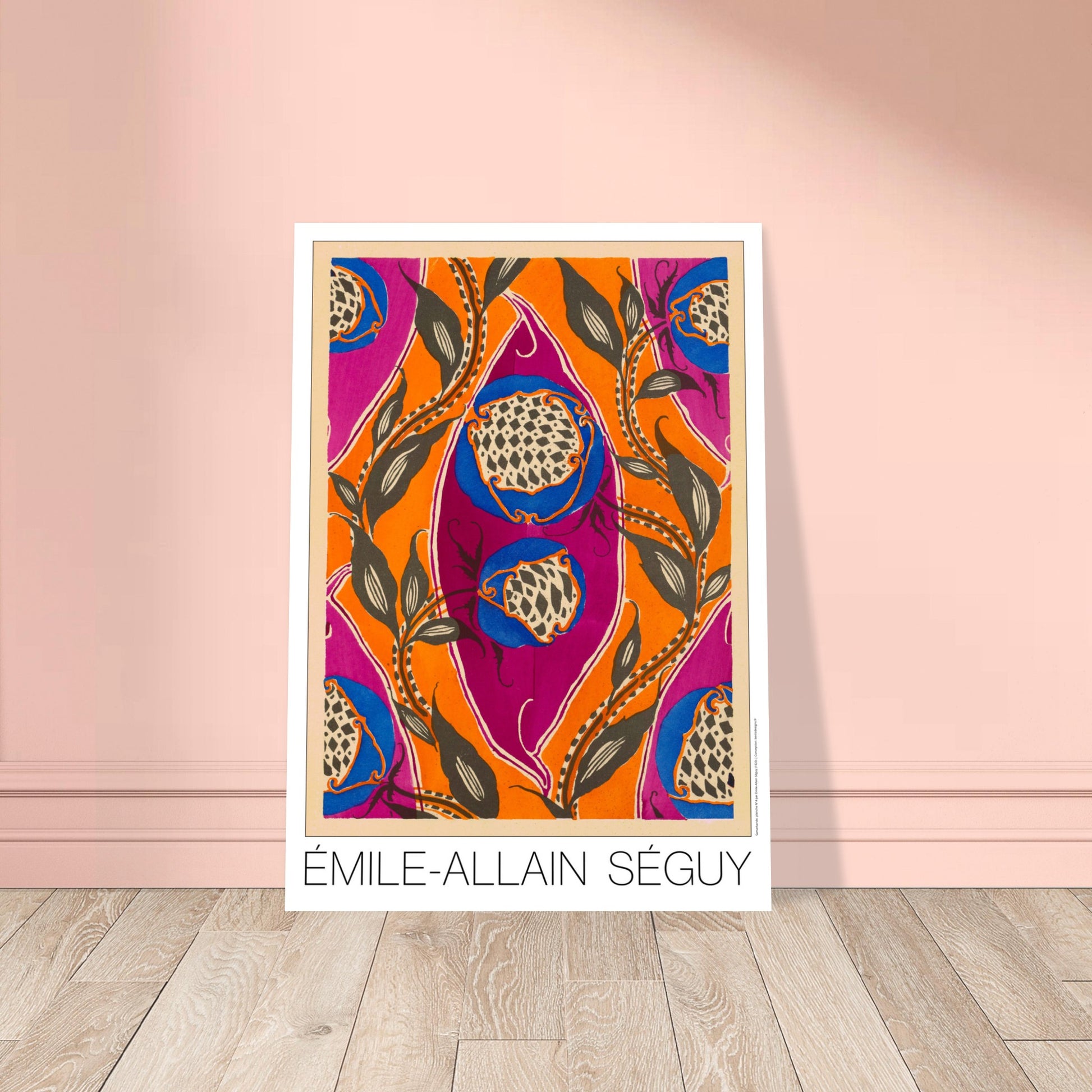 Fruits exotiques sur fond orange et fuchsia - Samarkande, motifs orientaux par Émile-Allain Séguy - image 53865713729869