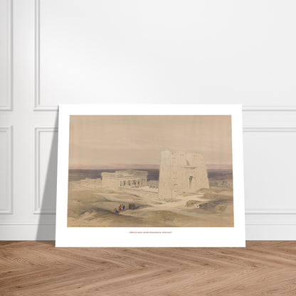 Gravure ancienne : Temple d'Edfou en Haute-Égypte - David Roberts. Lithographie ancienne du temple d'Edfou en Égypte, avec des ruines et des personnages sur un terrain désertique. Image d'illustration 6