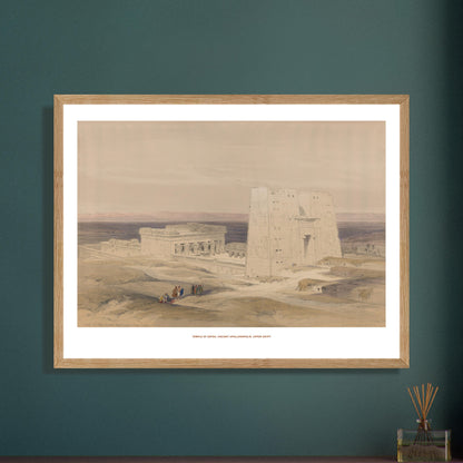 Gravure ancienne : Temple d'Edfou en Haute-Égypte - David Roberts. Lithographie ancienne du temple d'Edfou en Égypte, avec des ruines et des personnages sur un terrain désertique. Image d'illustration 7