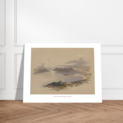 Gravure ancienne du Nil près de Wadi Dabod avec crocodiles, David Roberts. Lithographie d'une scène sur le Nil près de Wadi Dabod, montrant des crocodiles sur la rive et des ruines antiques à l'horizon Image d'illustration 6