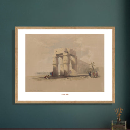 Illustration ancienne : Ruines de Louxor à Thèbes - David Roberts. Lithographie ancienne représentant les ruines de Louxor, Thèbes, avec des colonnes imposantes et quelques personnages. Image d'illustration 6