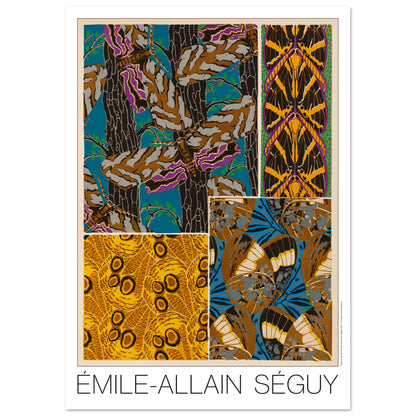 Illustration Art déco d’Émile-Allain Séguy : composition naturelle n°4 (59,4x84,1 cm (A1)). Composition décorative de l'Art déco par Émile-Allain Séguy présentant des motifs inspirés par la nature, incluant des arbres, des feuilles et des papillons stylisés.