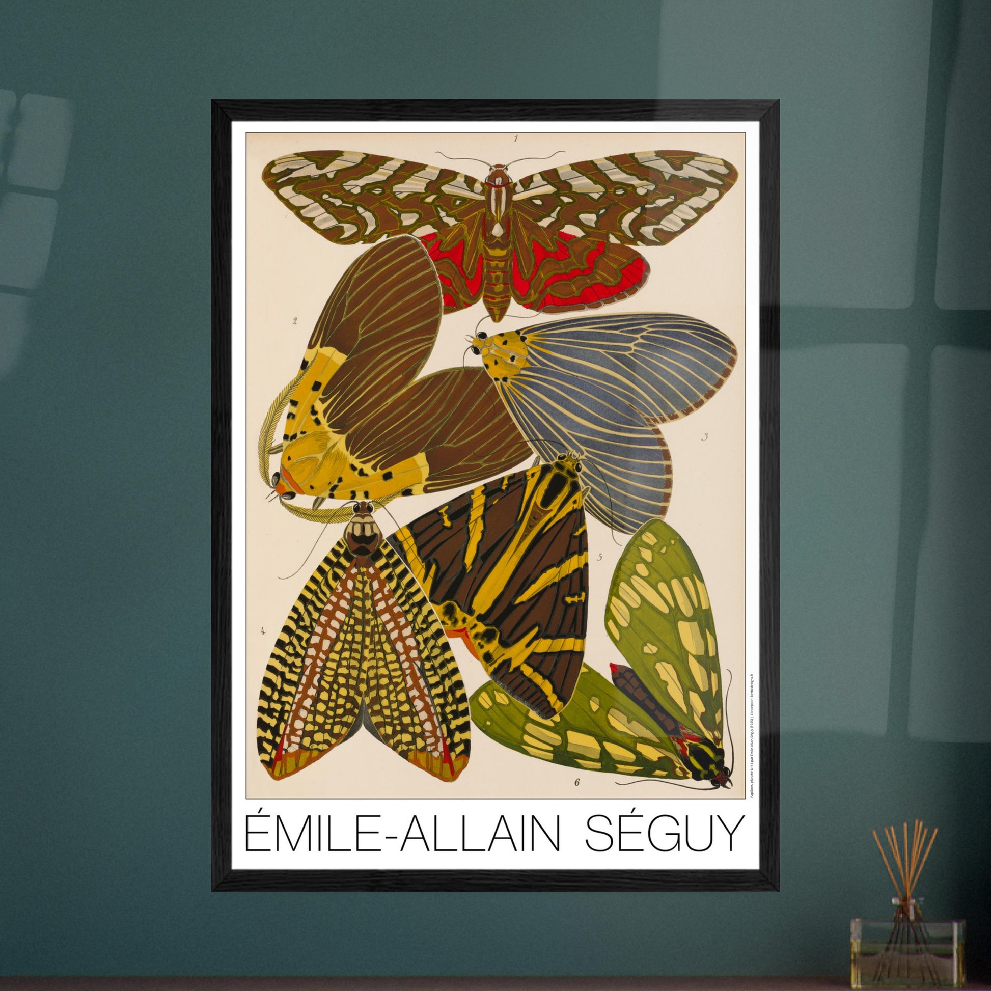 Illustration de six papillons Art déco par Émile-Allain Séguy. Illustration d'Émile-Allain Séguy présentant six papillons aux motifs variés et colorés, dont des teintes de brun, jaune, vert et bleu. Image d'illustration 7