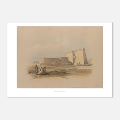 Illustration du temple de Dakka en Nubie - David Roberts (29,7x42 cm (A3)). Lithographie ancienne représentant le temple de Dakka en Nubie, avec des groupes de personnes au premier plan sur fond de paysage désertique.