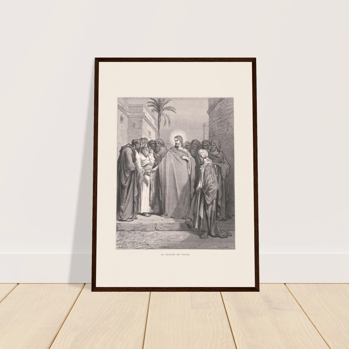 La moneda del tributo, lámina de Gustave Doré (1866). Grabado de Gustave Doré que representa la moneda del tributo, donde Jesús responde a una pregunta pidiendo que le muestren un denario.