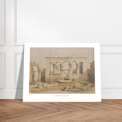Planche ancienne : Portique du temple de Kalabsha en Nubie - David Roberts. Lithographie ancienne représentant le portique du temple de Kalabsha en Nubie, avec des colonnes imposantes et des débris de pierres au premier plan. Image d'illustration 6