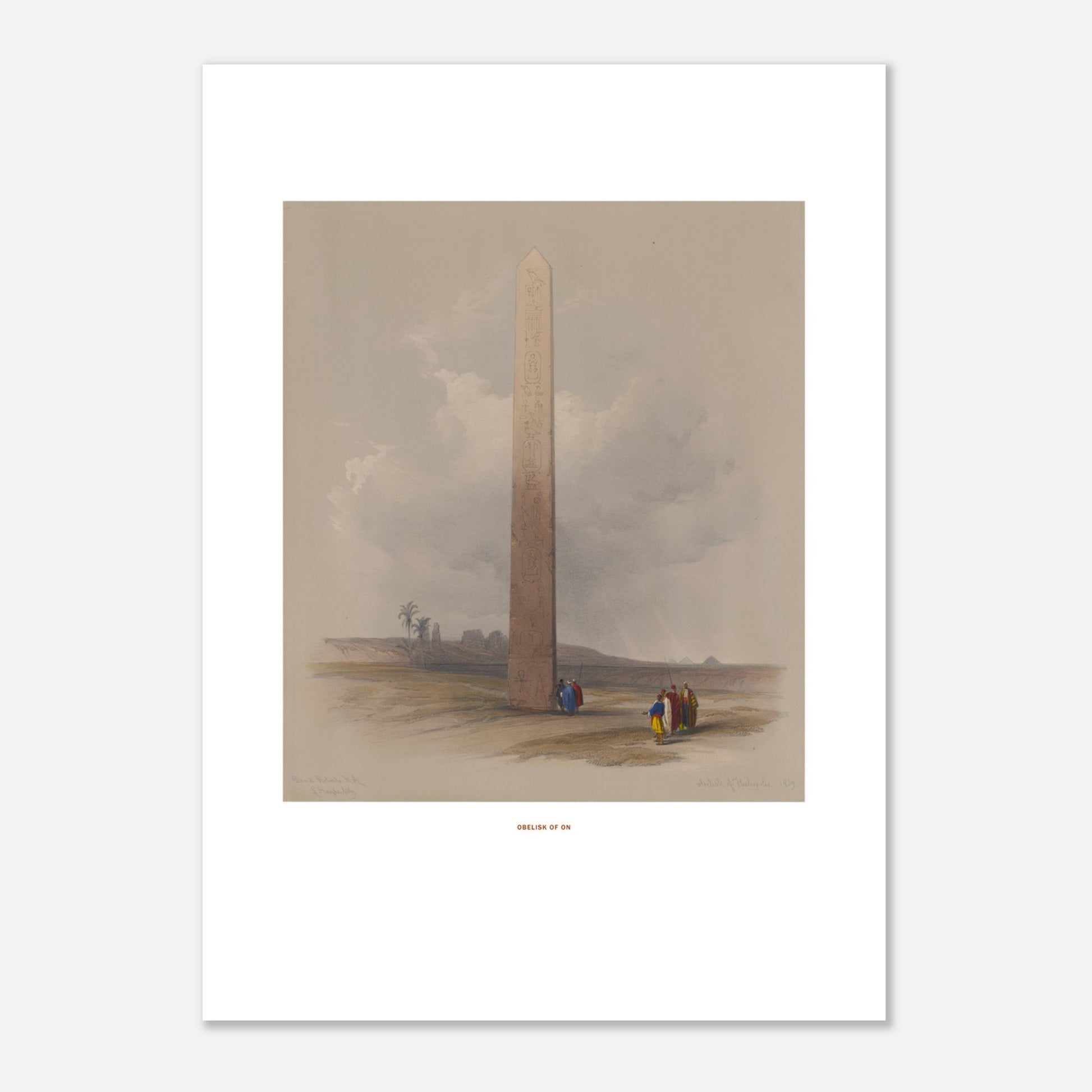 Obélisque de Héliopolis - lithographie de David Roberts (1838). - Taille 50x70 cm