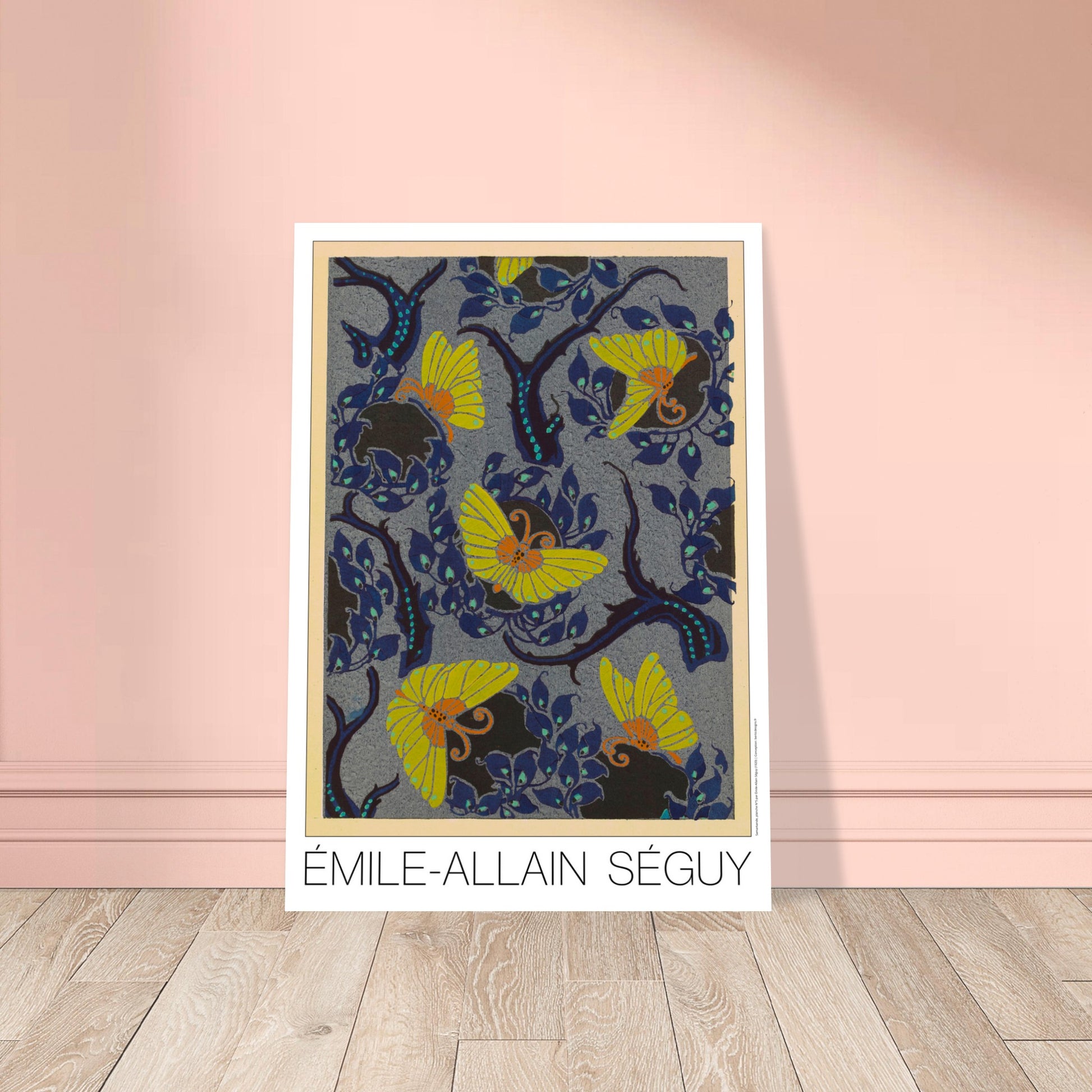 Papillons jaunes sur fond bleu nuit - Samarkande, motifs orientaux par Émile-Allain Séguy - image 53865715827021