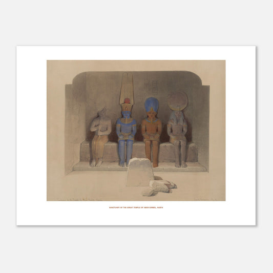 Planche ancienne : Scène sur le Nil près de Wadi Dabod par David Roberts (30x40 cm). Scène sur le Nil près de Wadi Dabod, avec des crocodiles sur la rive, des personnages, des palmiers et des formations rocheuses à l'horizon.
