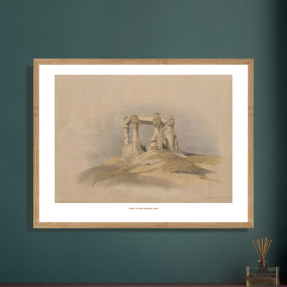 Planche ancienne du Temple de Wadi Kardassy, Nubie - David Roberts. Lithographie de David Roberts représentant un temple antique en ruines sur une colline sablonneuse, avec le ciel nuageux en arrière-plan. Image d'illustration 6