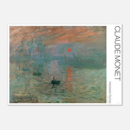 Illustrazione di Impressione, levar del sole di Claude Monet (29,7x42 cm (A3)). Impressione, levar del sole di Claude Monet, che raffigura un porto nebbioso all'alba con barche e strutture industriali.