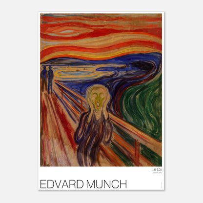 L'urlo, riproduzione dell'opera espressionista di Edvard Munch (21x29,7 cm (A4)). Dipinto espressionista che raffigura un personaggio con il volto sfigurato dall'angoscia, con le mani premute sulle orecchie, su un ponte al tramonto.