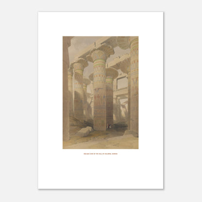 Planche de Karnak : Vue oblique de la salle des colonnes, David Roberts (21x29,7 cm (A4)). Lithographie de David Roberts représentant la salle des colonnes du temple de Karnak, avec ses piliers monumentaux ornés de hiéroglyphes et de peintures.