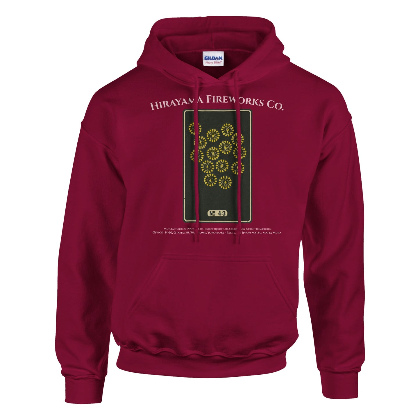 Sweat Hirayama Fireworks Co, modèle n°43 - Couleur Rouge cardinal