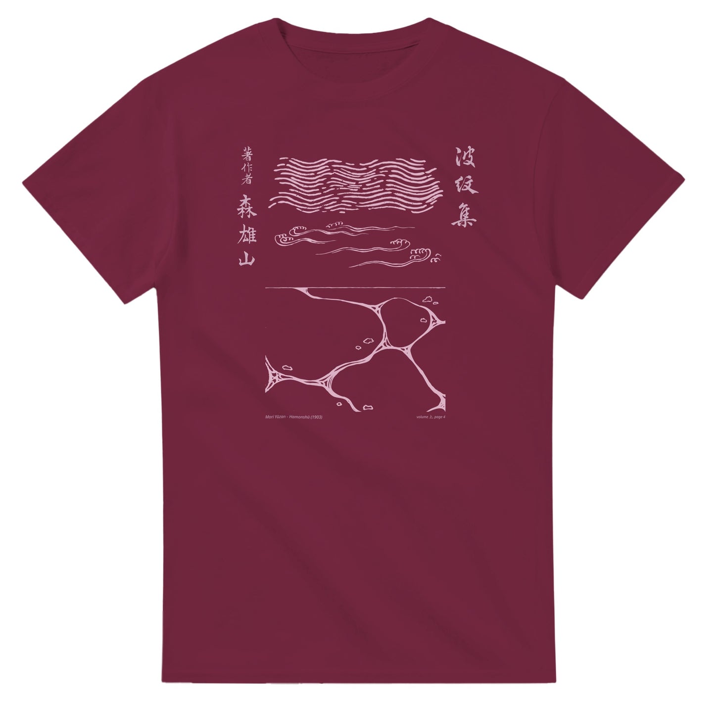T-shirt motif N°34 Hamonshū volume intermédiaire (中), par Mori Yūzan (1903) - Couleur Bordeaux