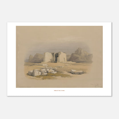 Illustration du Temple de Tafa en Nubie - David Roberts (21x29,7 cm (A4)). Lithographie ancienne du temple de Tafa en Nubie, une structure en pierre avec des colonnes et des décombres autour, dans un paysage désertique.