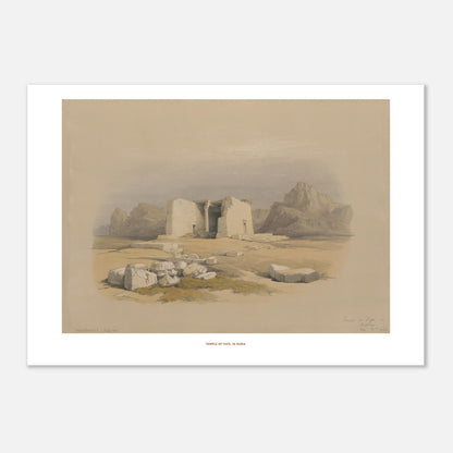 Illustration du Temple de Tafa en Nubie - David Roberts (29,7x42 cm (A3)). Lithographie ancienne du temple de Tafa en Nubie, une structure en pierre avec des colonnes et des décombres autour, dans un paysage désertique.