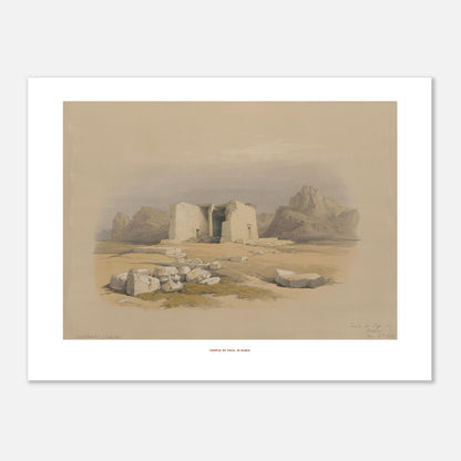 Illustration du Temple de Tafa en Nubie - David Roberts (30x40 cm). Lithographie ancienne du temple de Tafa en Nubie, une structure en pierre avec des colonnes et des décombres autour, dans un paysage désertique.