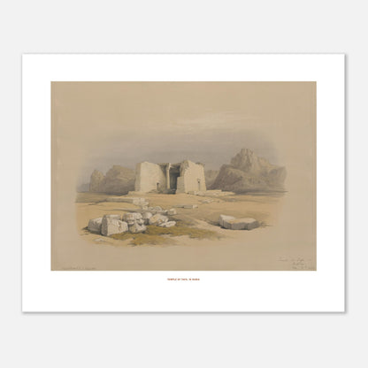 Illustration du Temple de Tafa en Nubie - David Roberts (40x50 cm). Lithographie ancienne du temple de Tafa en Nubie, une structure en pierre avec des colonnes et des décombres autour, dans un paysage désertique.