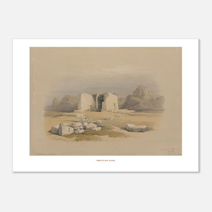 Illustration du Temple de Tafa en Nubie - David Roberts (50x70 cm). Lithographie ancienne du temple de Tafa en Nubie, une structure en pierre avec des colonnes et des décombres autour, dans un paysage désertique.