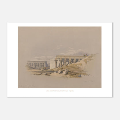 Temple le Typhonium, à Dendérah - Lithographie David Roberts (42x59,4 cm (A2)). Lithographie ancienne représentant une vue latérale du temple le Typhonium, à Dendérah, avec des colonnes et des personnages.